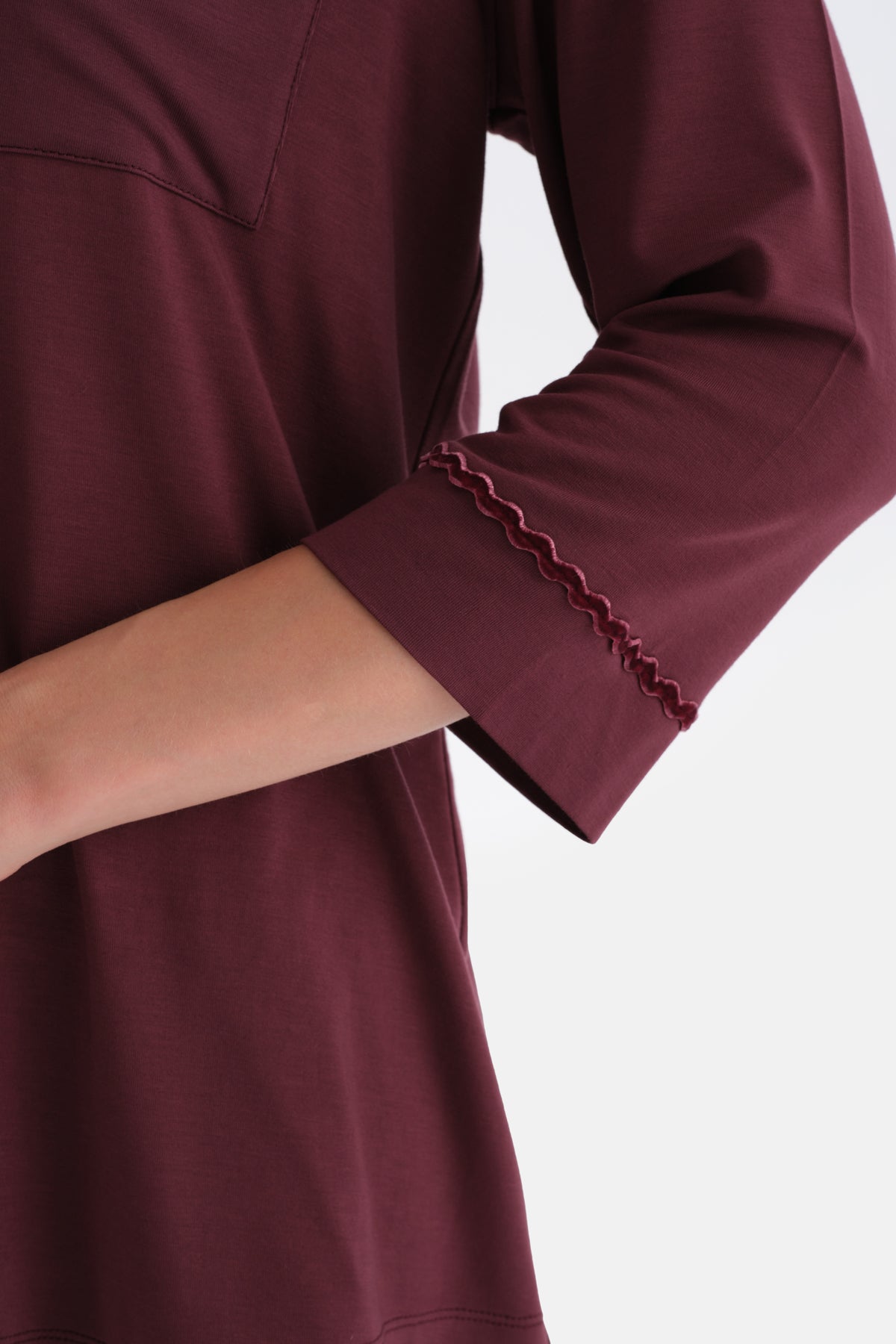 Bordeaux VELVET STRIP DETAILED SHIRT PANTS PAJAMAS SUIT