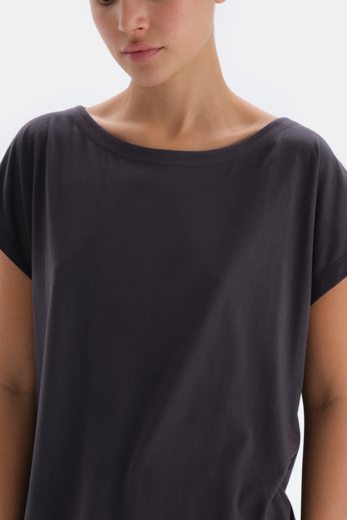 Anthracite SHORT SLEEVE KNITTED PAJAMAS SUIT