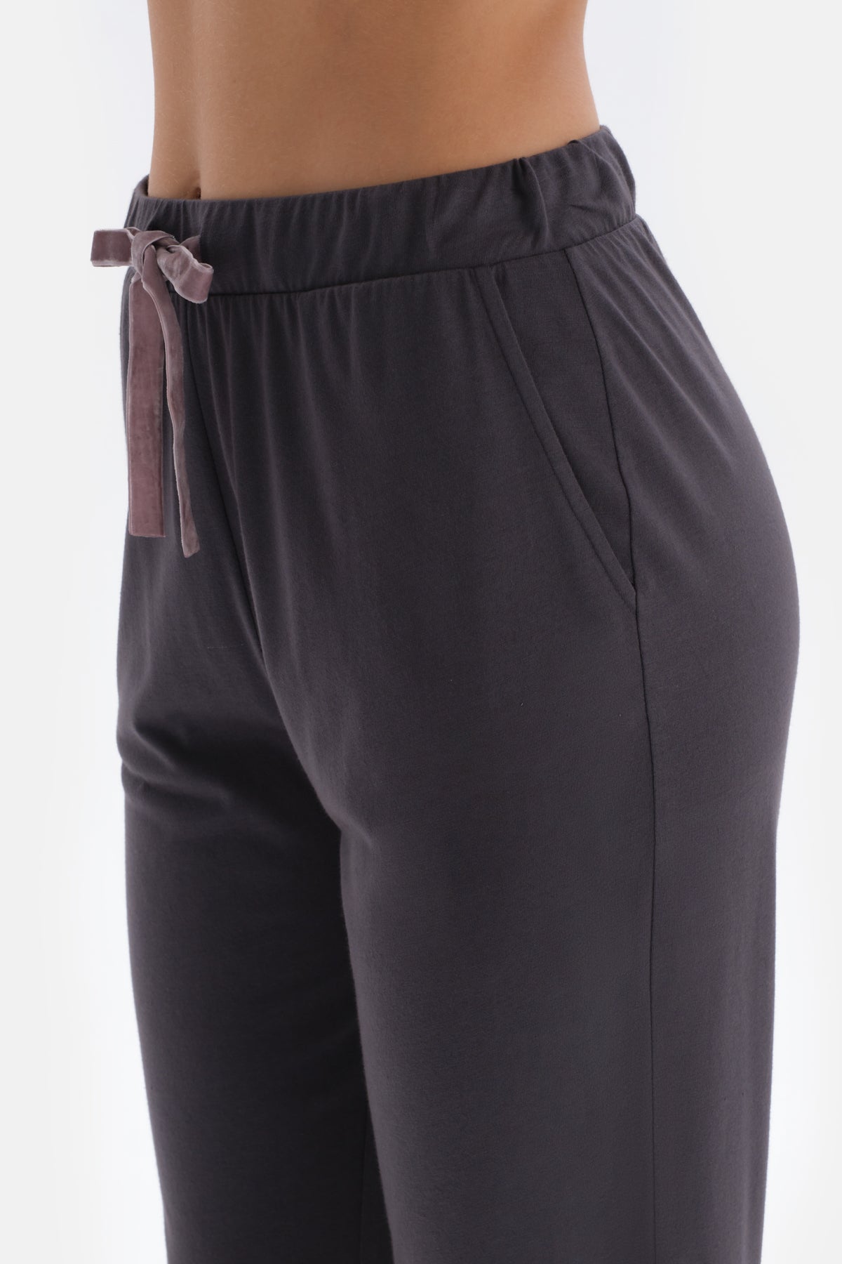 Anthracite SHORT SLEEVE KNITTED PAJAMAS SUIT