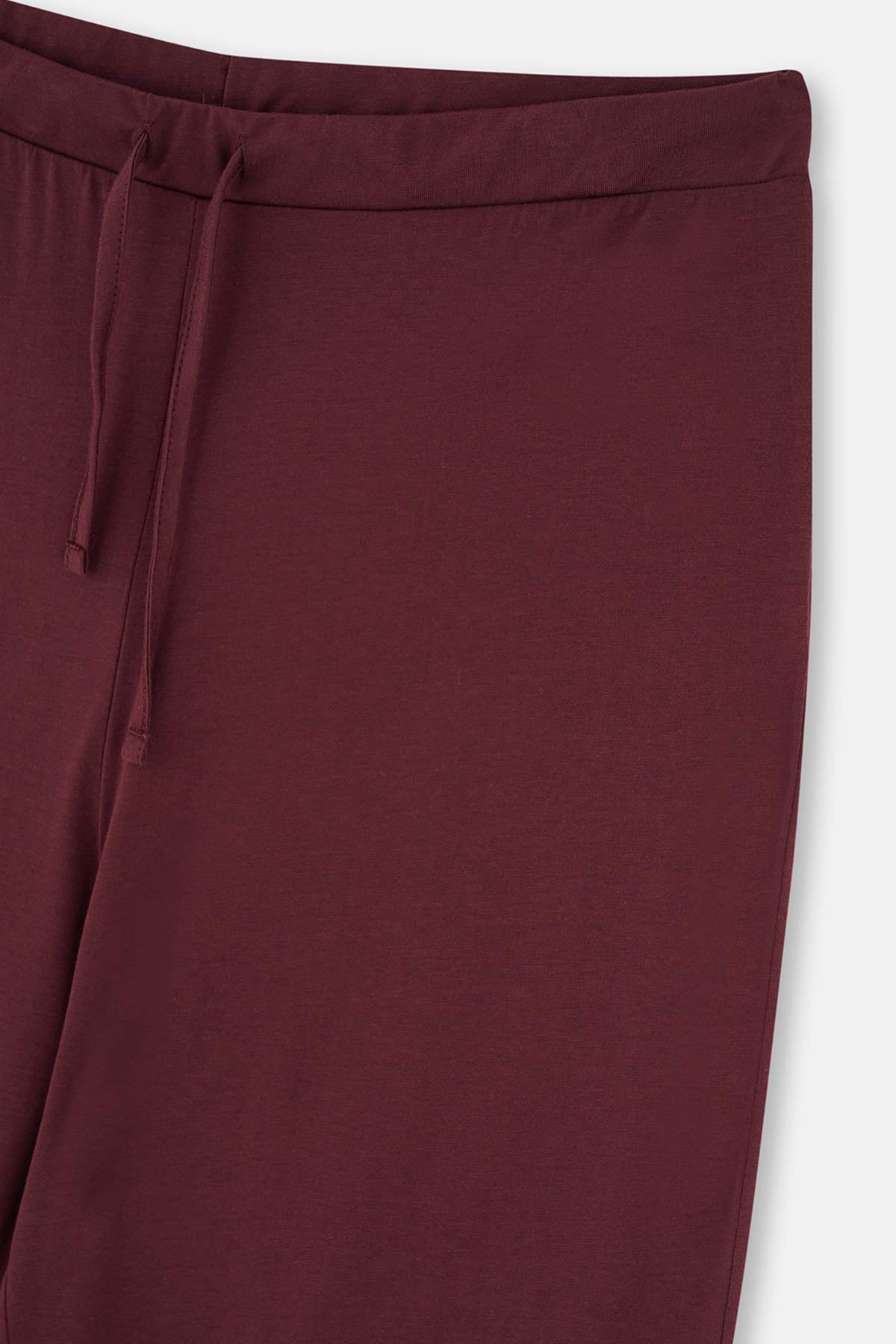 Bordo Kadife Şerit Detaylı Plus Size Pijama Takımı