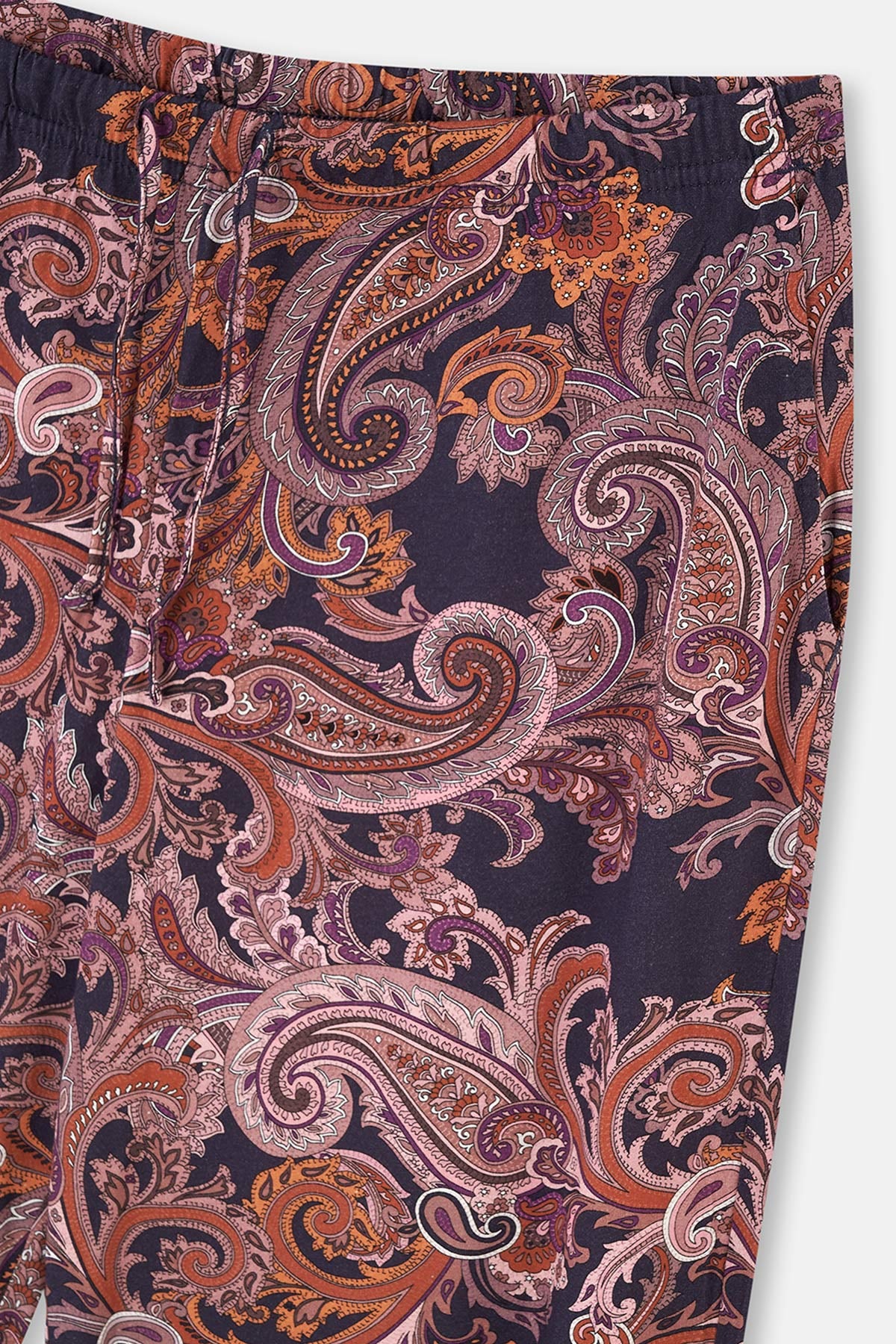 Multicolor Şal Desen Gömlek Yaka Plus Size Pijama Takımı