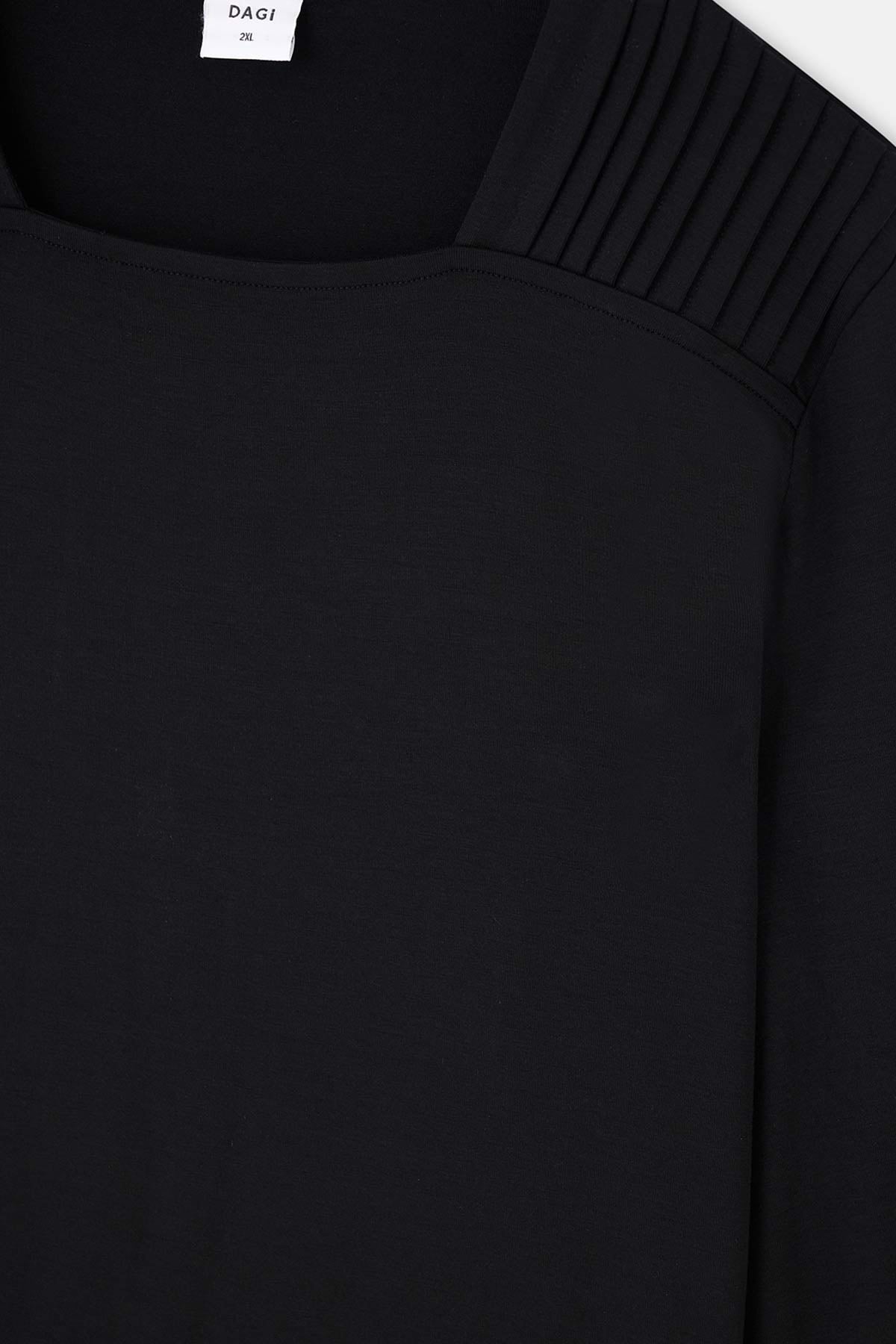 Black COLLAR DETAILED LONG SLEEVE KNITTED PAJAMAS SUIT