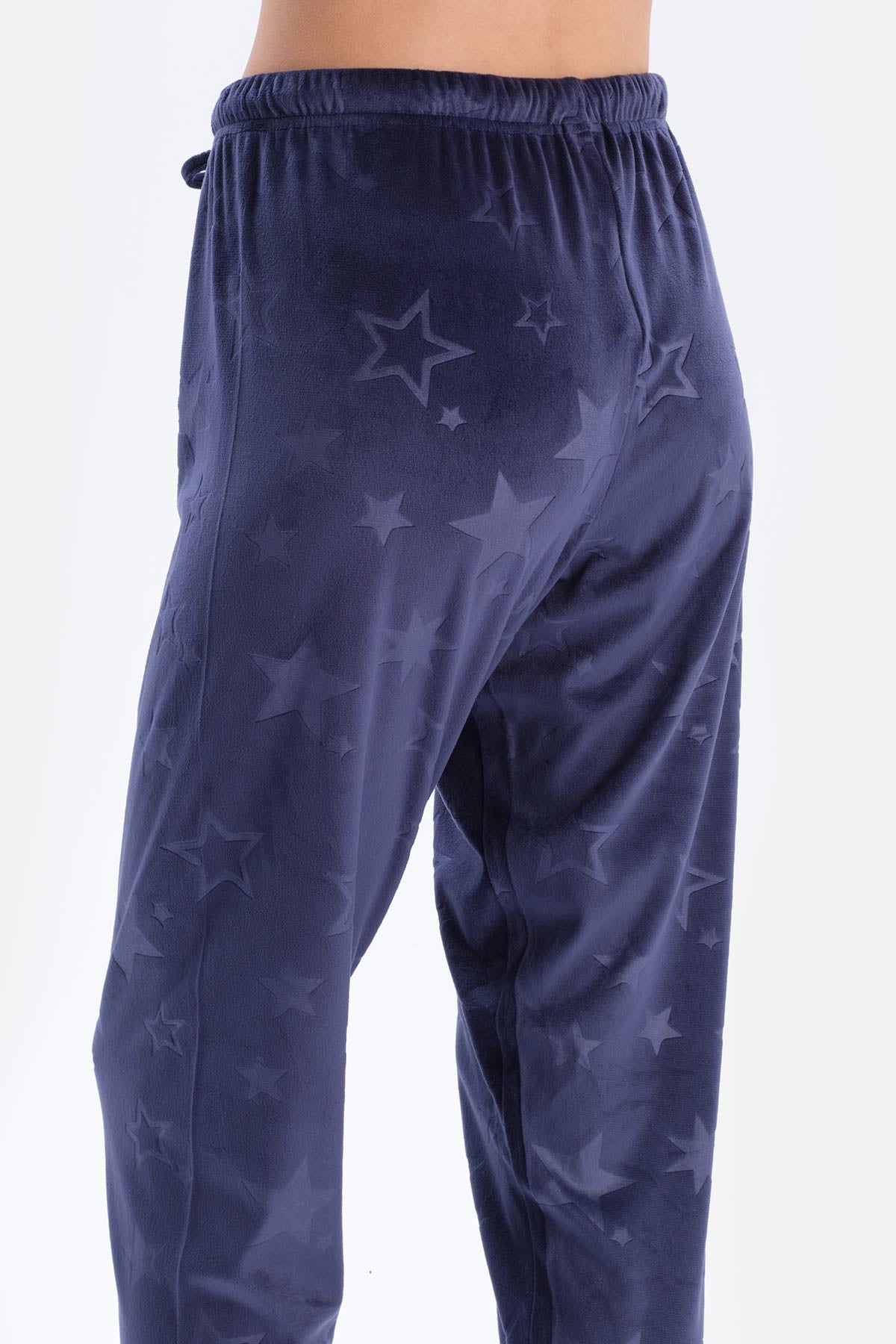 Navy EMBOSSED STAR DETAILED KNITTED PAJAMAS SUIT