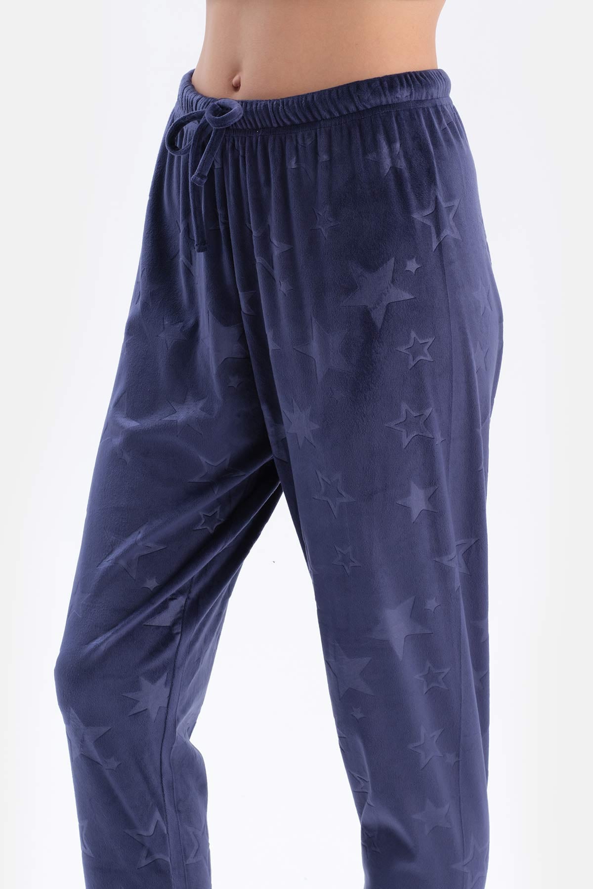 Navy EMBOSSED STAR DETAILED KNITTED PAJAMAS SUIT