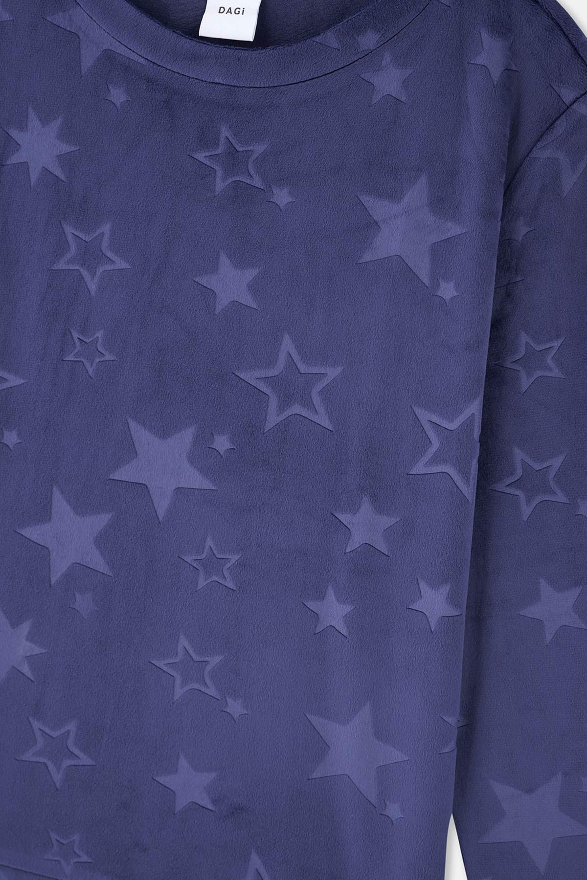 Navy EMBOSSED STAR DETAILED KNITTED PAJAMAS SUIT