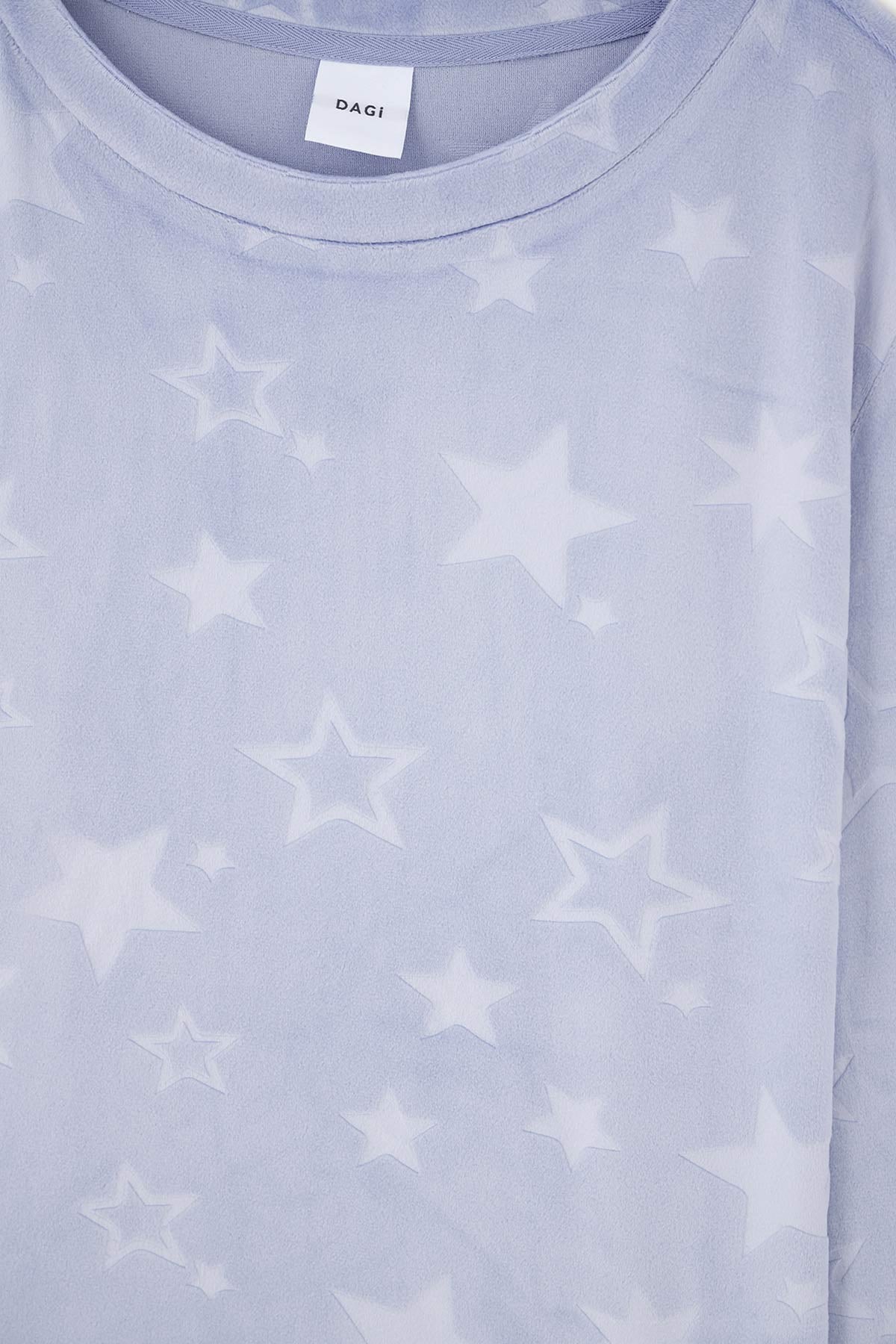 Blue EMBOSSED STAR DETAILED KNITTED PAJAMAS SUIT