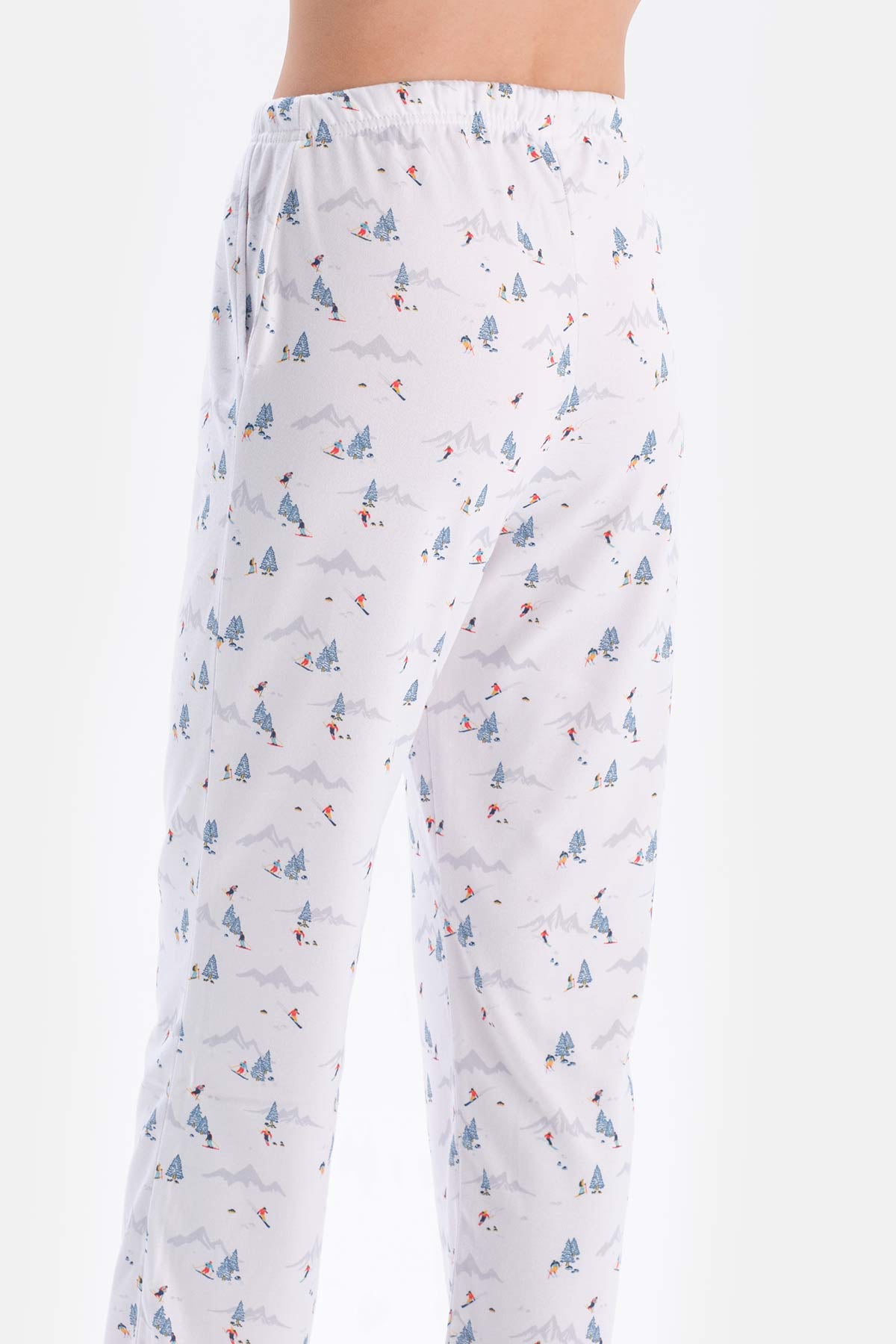 White SIZE PRINTED SHIRT PANTS PAJAMAS SUIT