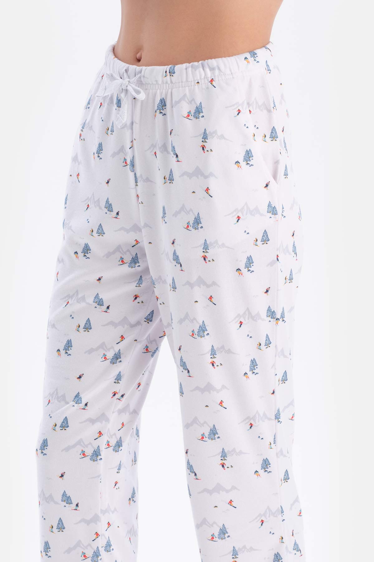 White SIZE PRINTED SHIRT PANTS PAJAMAS SUIT