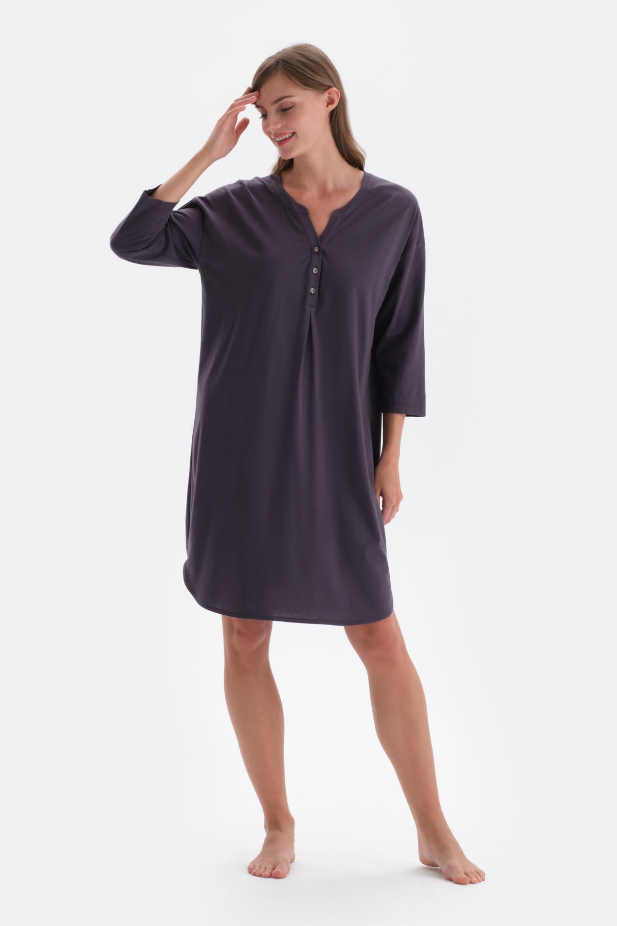 Anthracite LONG SLEEVE NIGHTWEIGHT WITH HALF POT