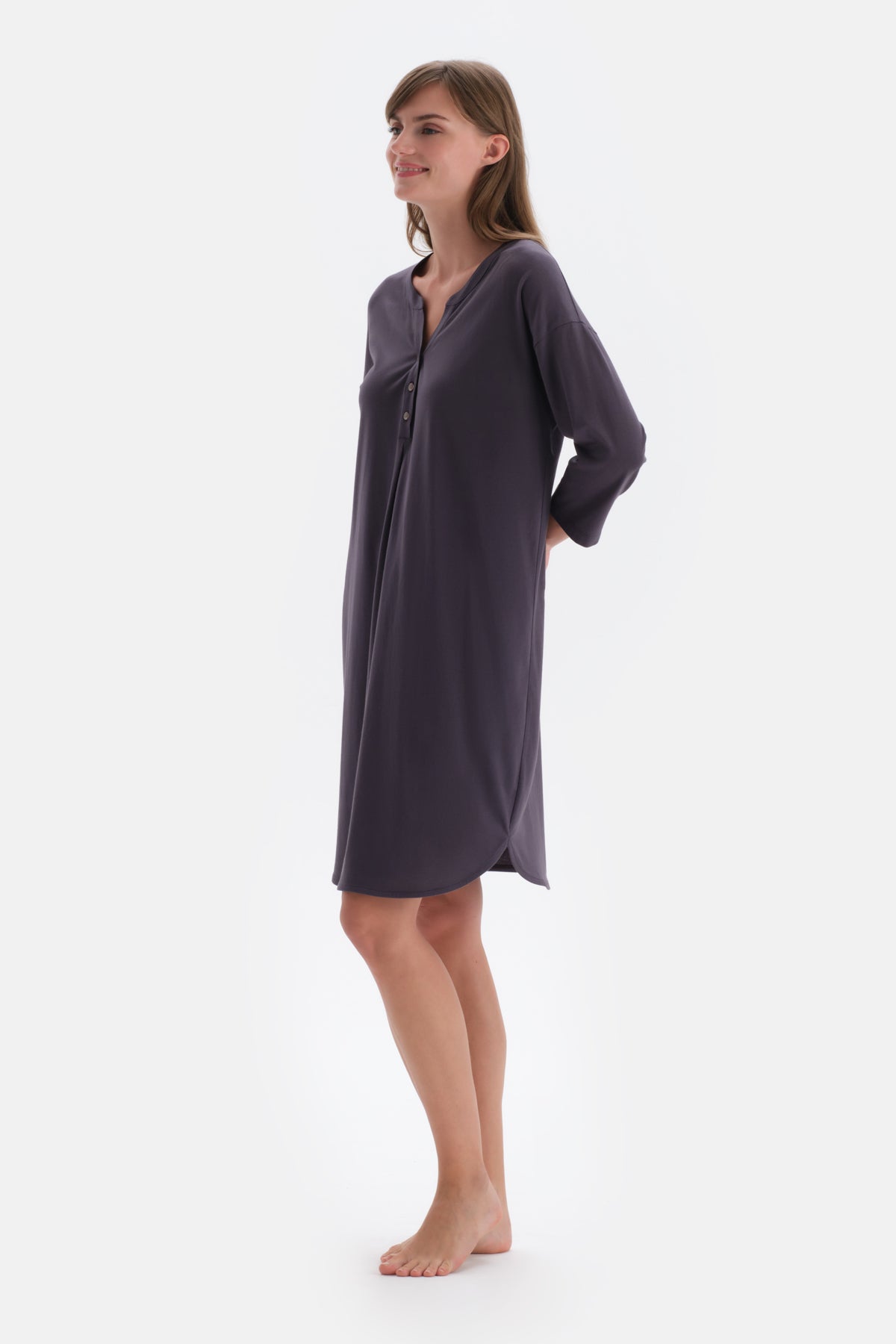 Anthracite LONG SLEEVE NIGHTWEIGHT WITH HALF POT