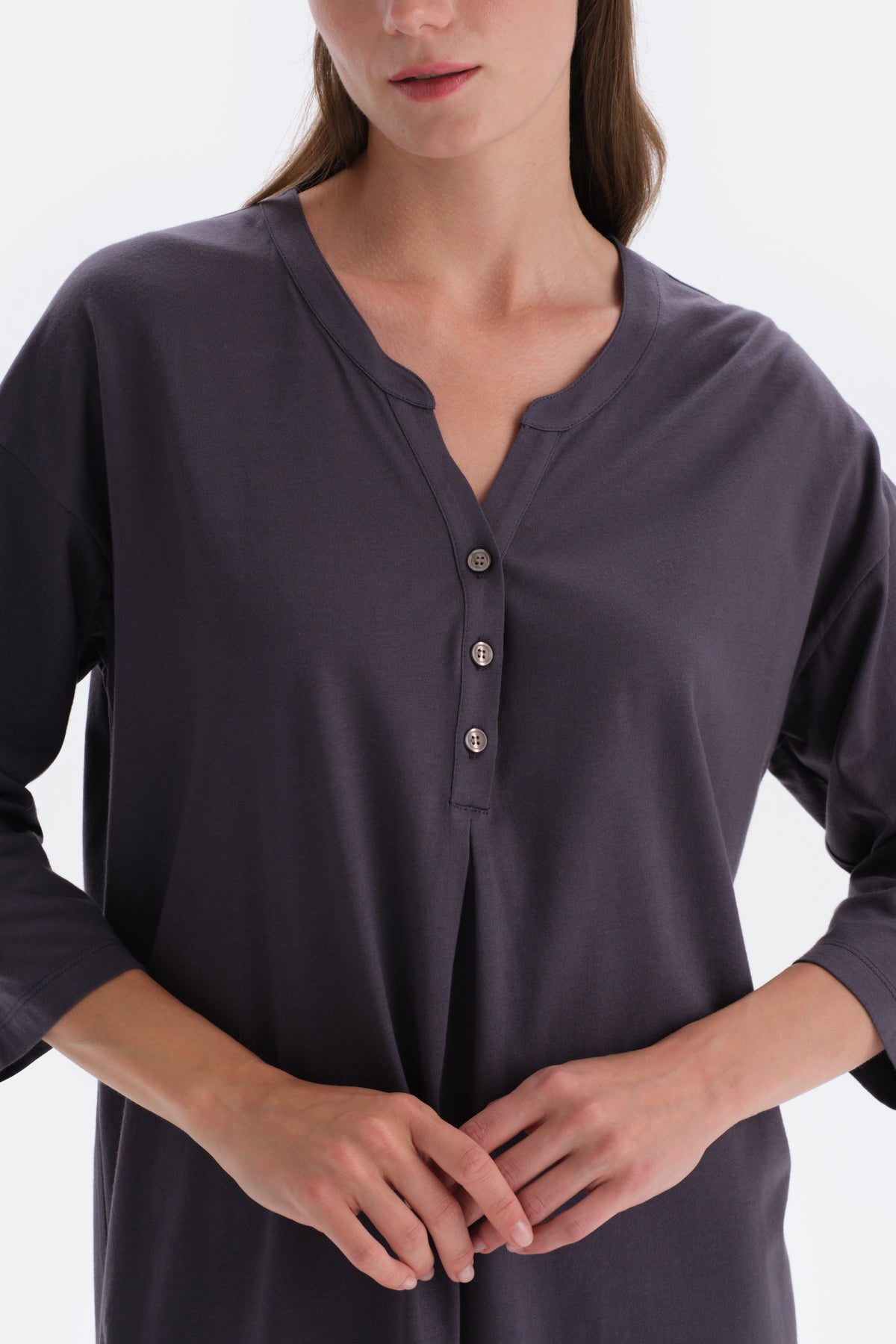 Anthracite LONG SLEEVE NIGHTWEIGHT WITH HALF POT