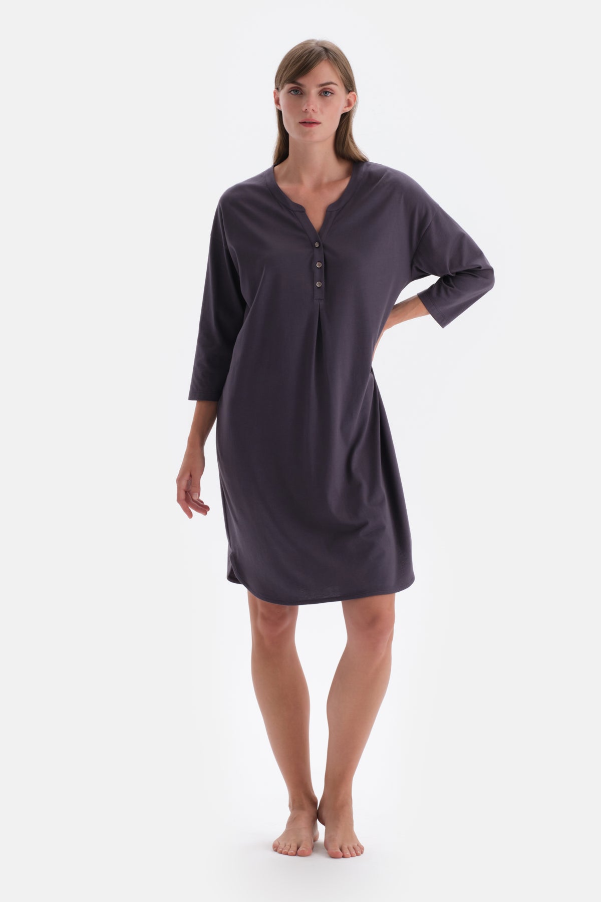 Anthracite LONG SLEEVE NIGHTWEIGHT WITH HALF POT