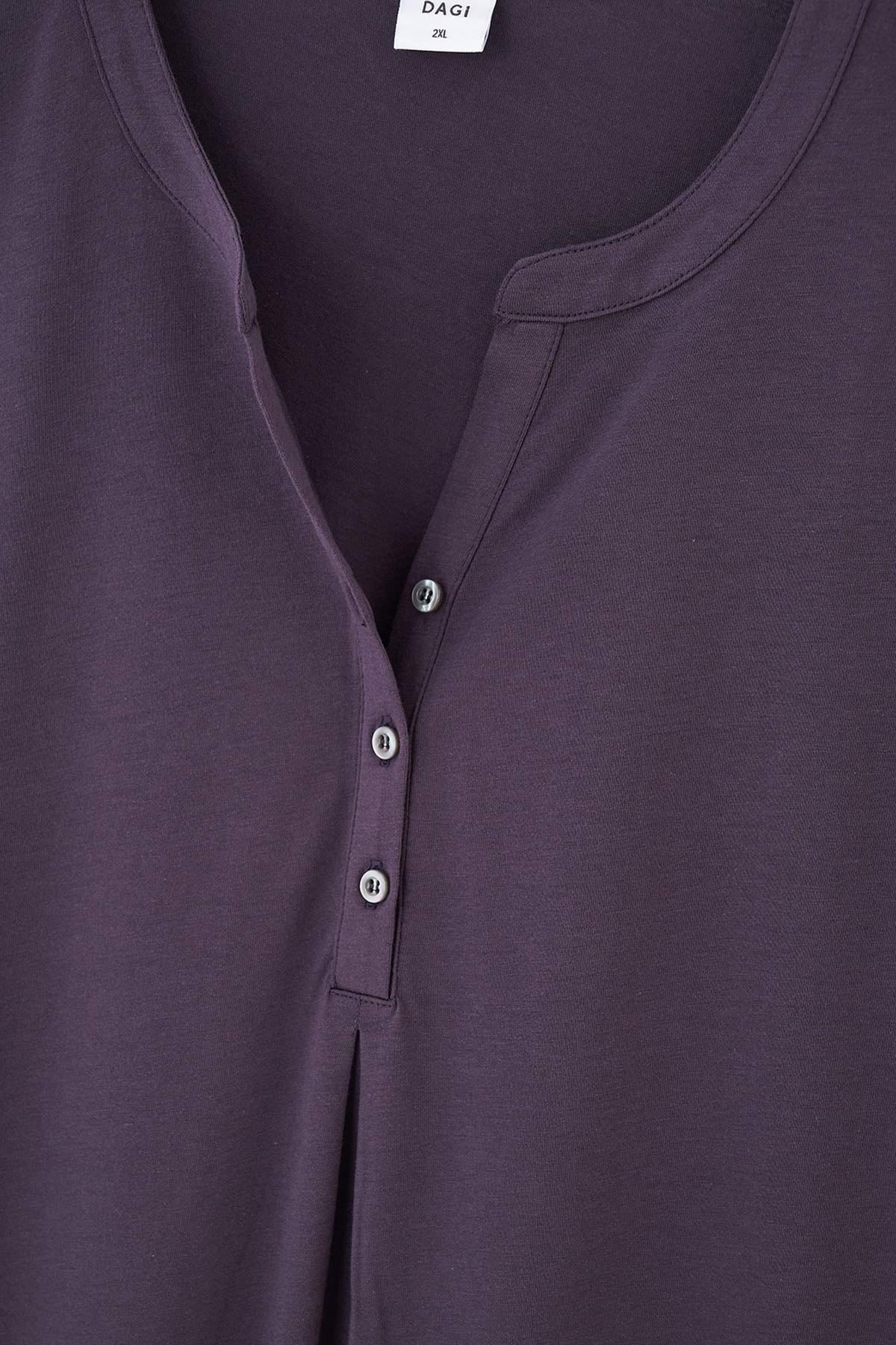 Antrasıt Yarım Patlı Uzun Kollu Plus Size Gecelik