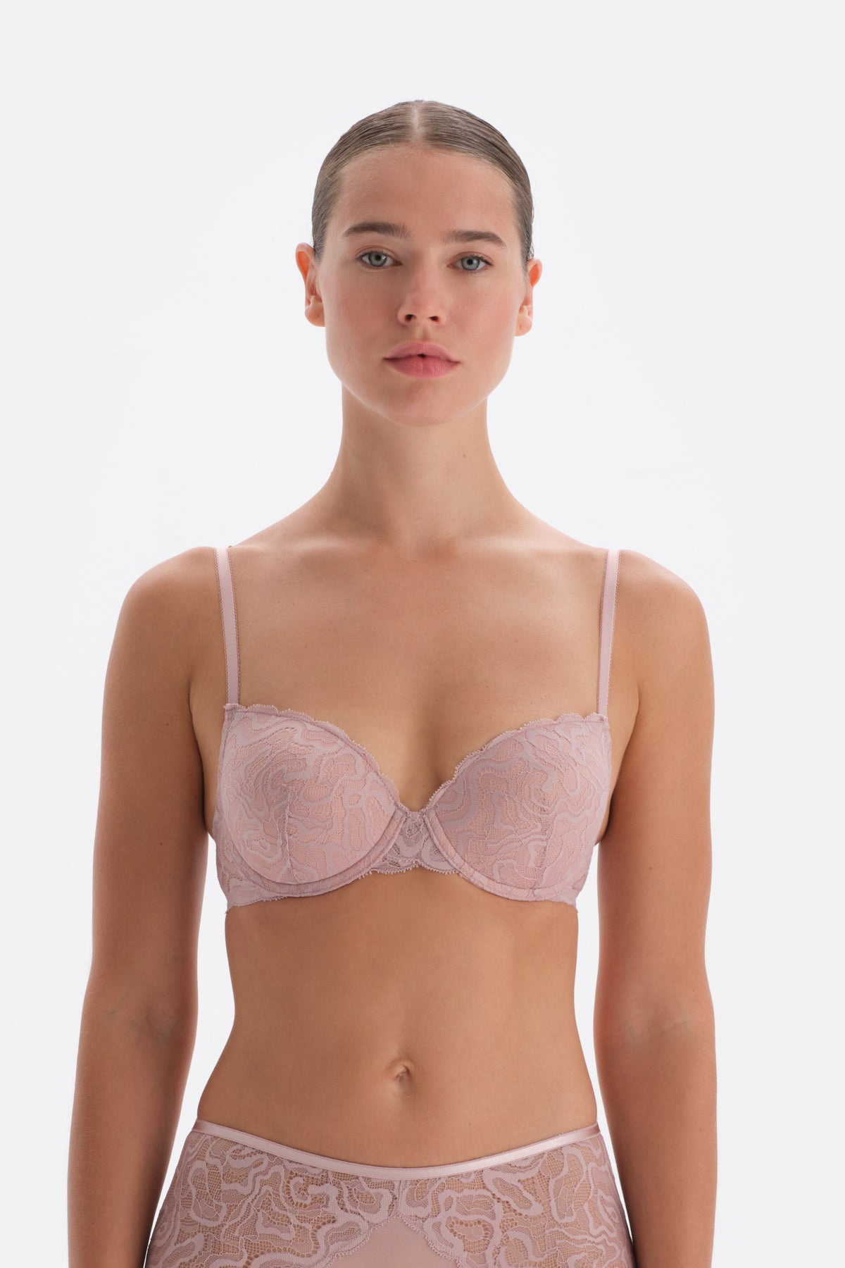Soft Pembe Soft Dantel Push-Up Sütyen