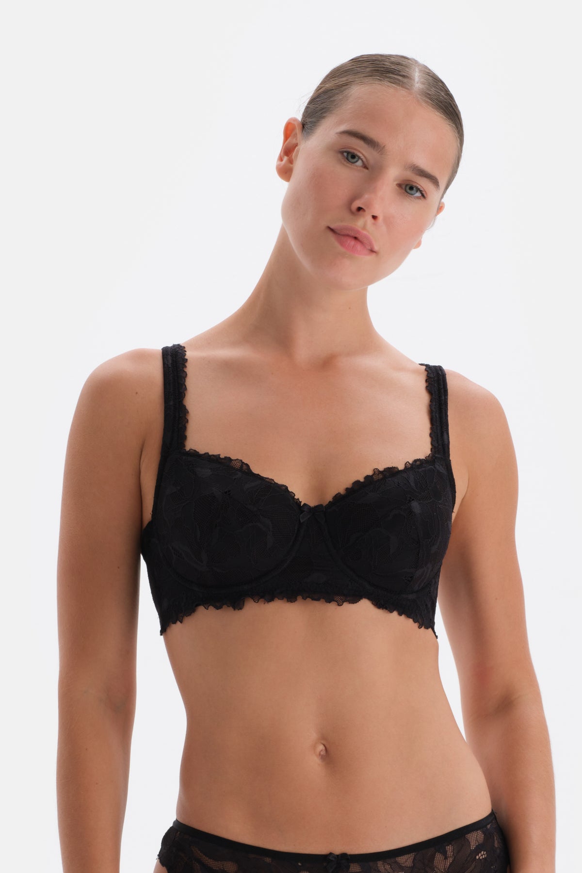 Black DRAWING CONCRETE BRA