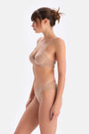 Tan LACE DETAILED PREMIUM BASIC FILLED BRA