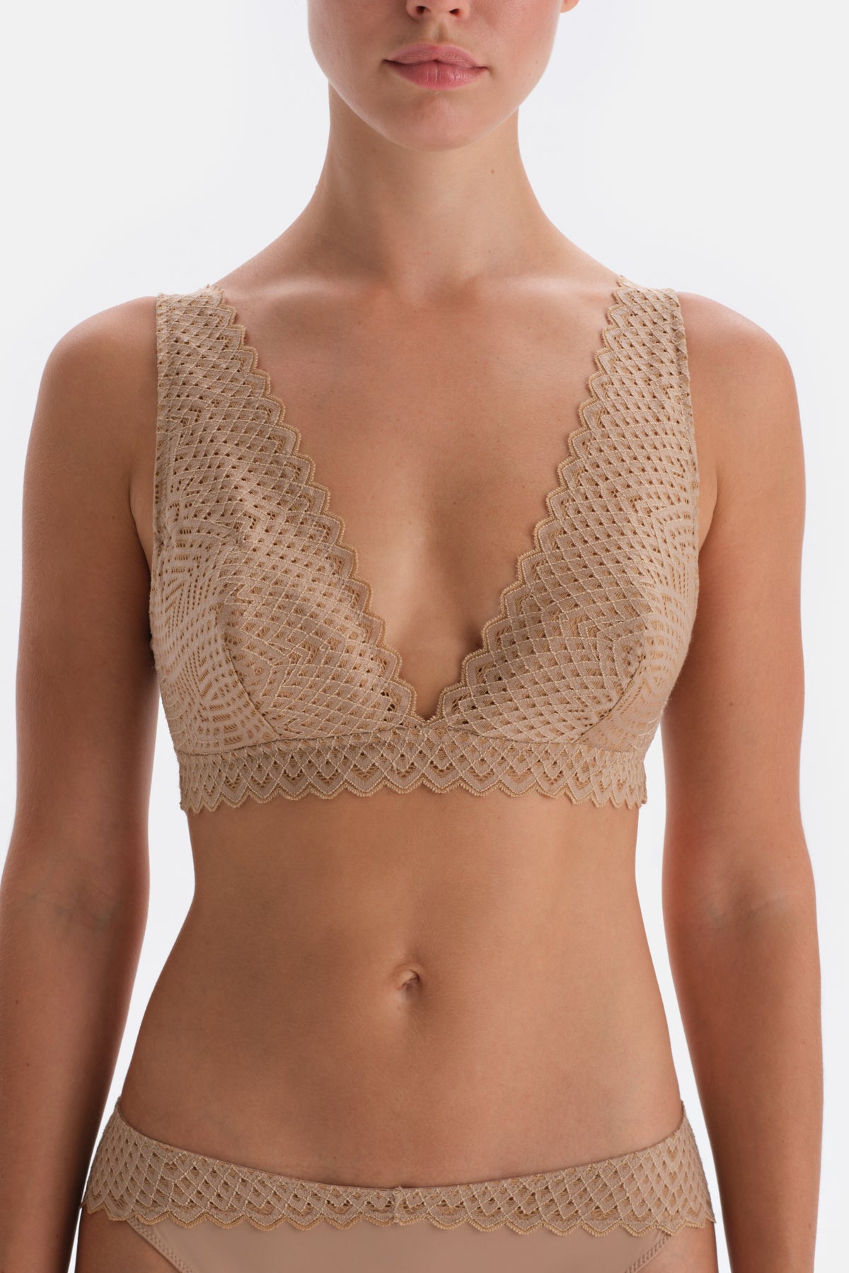 Tan LACE DETAILED PREMIUM BASIC SOFT BRA