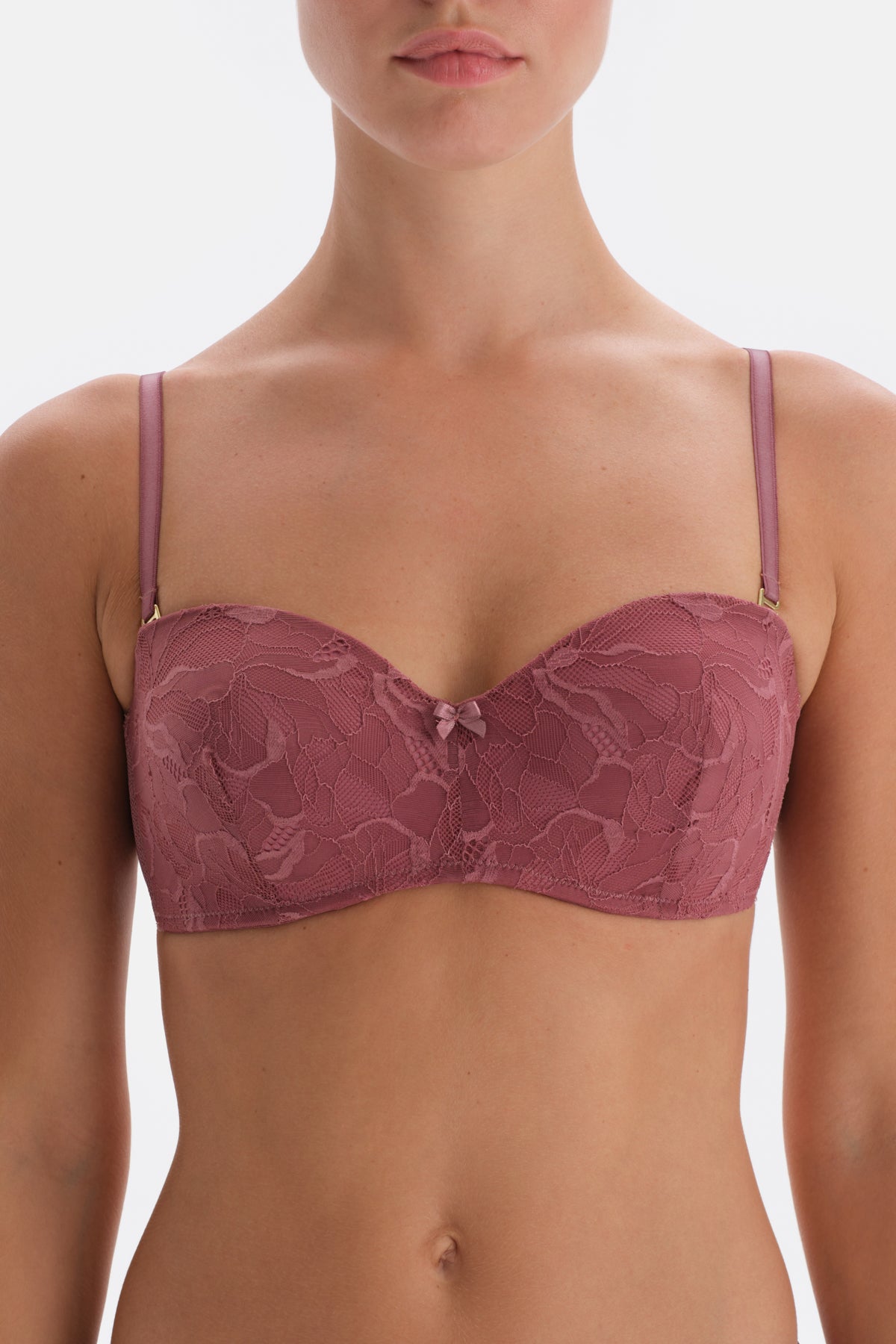 Dusty Rose LACE DETAILED STRAPLESS COVERED BRA