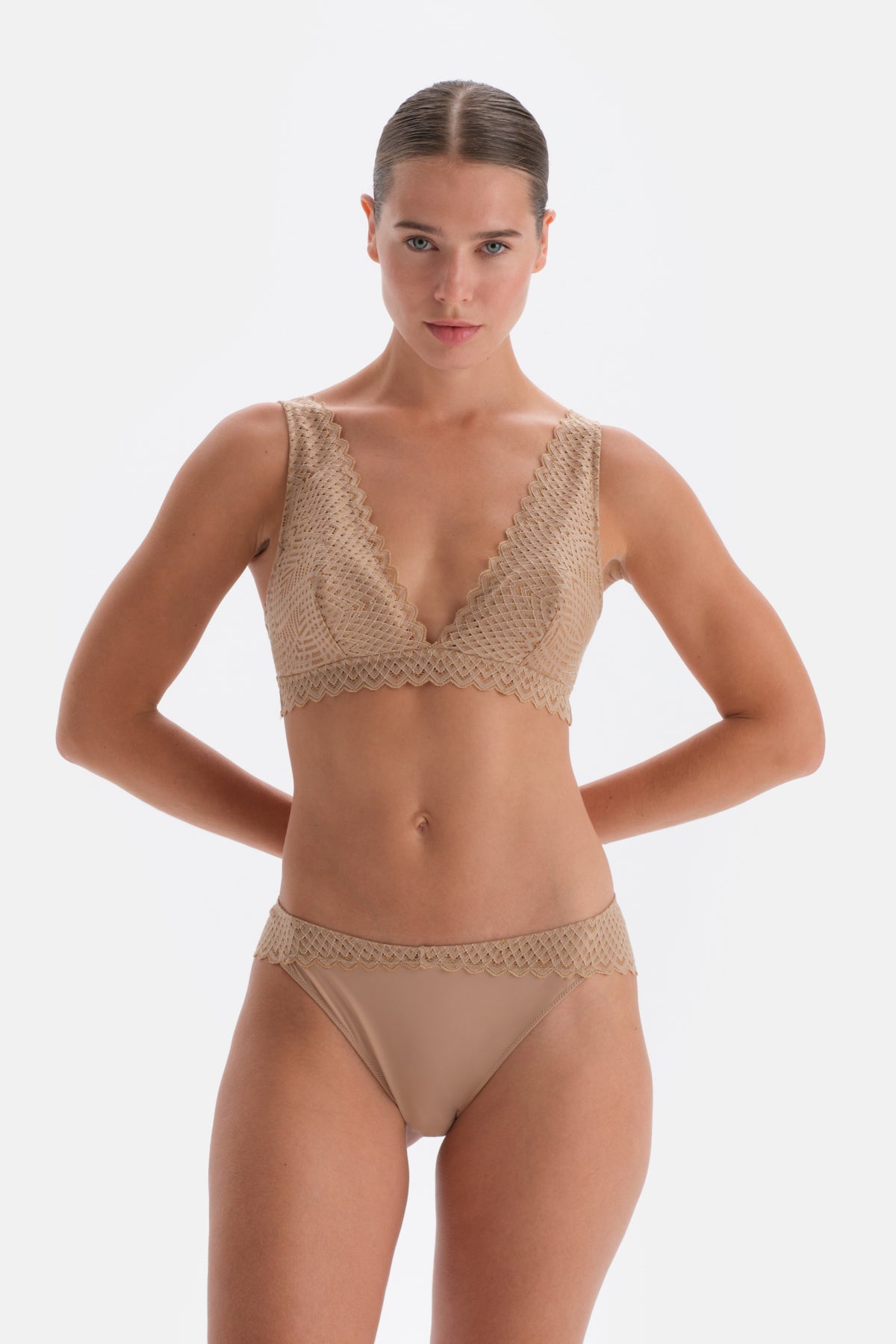 Tan LACE DETAILED PREMIUM BASIC HIPSTER