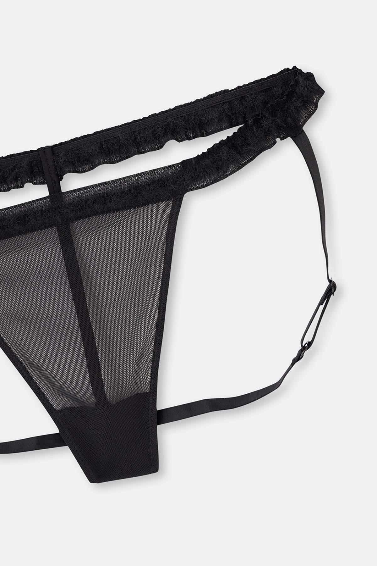 Black TULLE DETAILED STRING PANTS