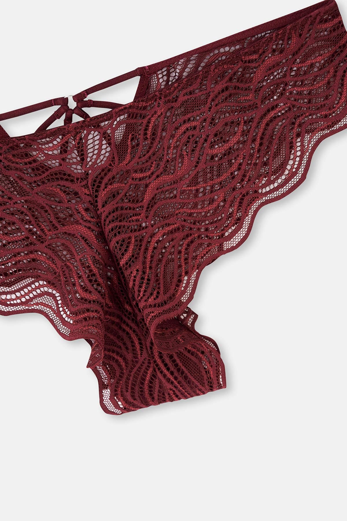 Bordeaux HIPSTER PANTS WITH LACE