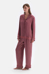 Dusty Rose LACE DETAILED WOVEN TROUSERS