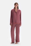 Dusty Rose LACE DETAILED WOVEN TROUSERS