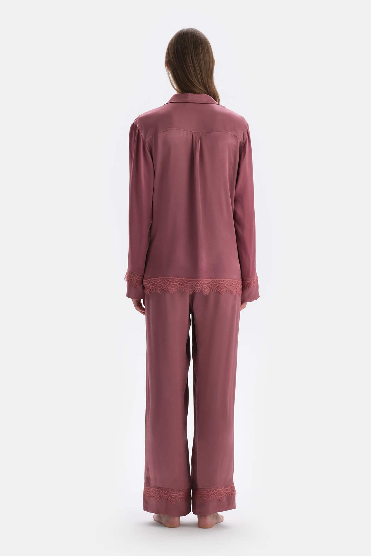 Dusty Rose LACE DETAILED WOVEN SHIRT