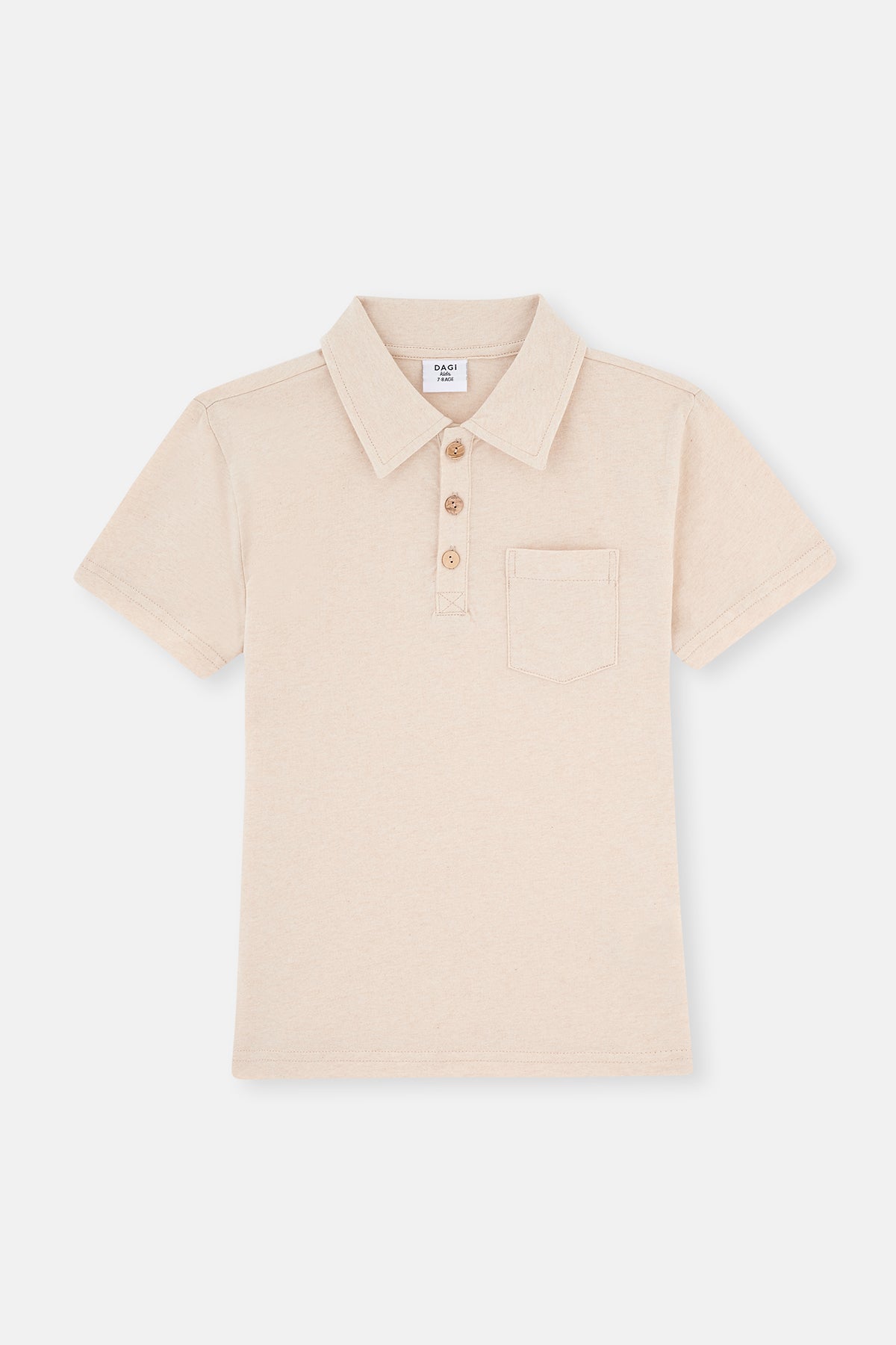 BEIGE NATURAL COLORED LOCAL COTTON POLO COLLAR UNISEX T-SHIRT