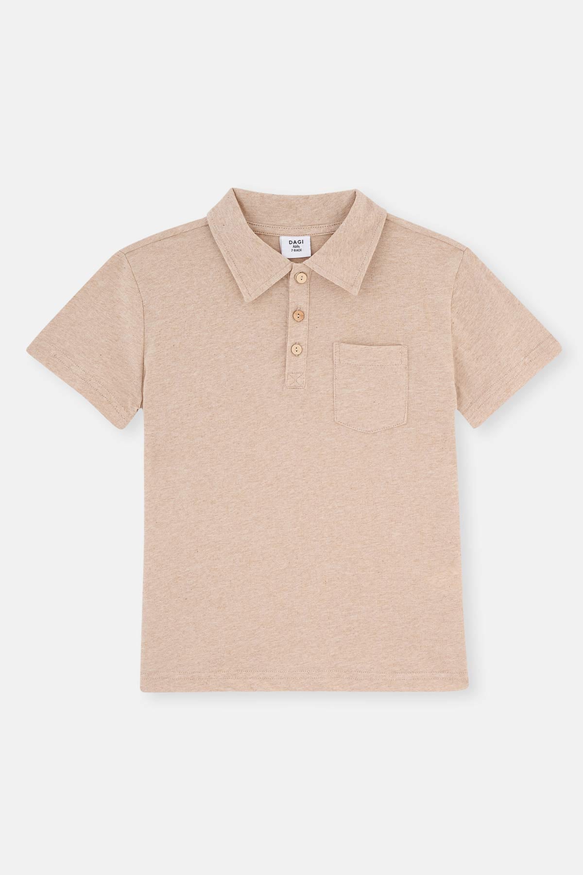 BROWN NATURAL COLORED LOCAL COTTON POLO COLLAR UNISEX T-SHIRT