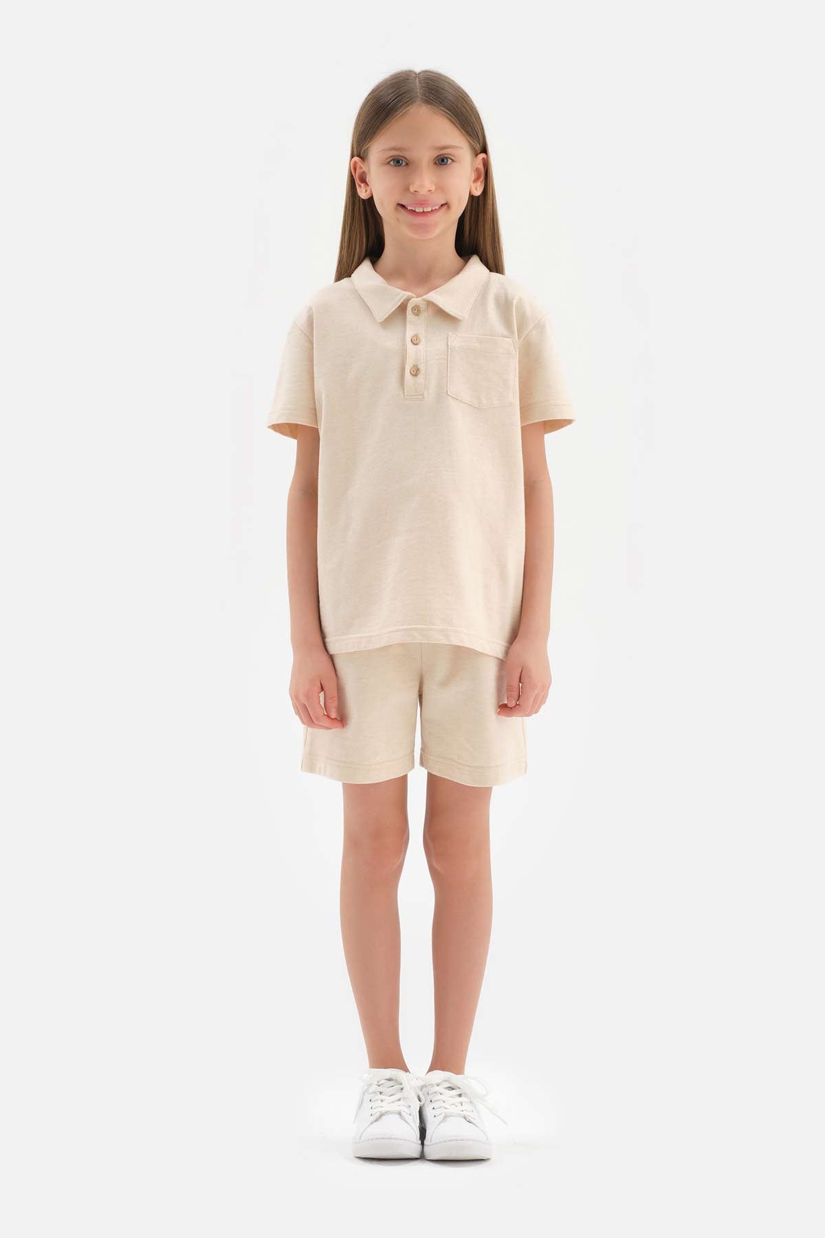 BEIGE NATURAL COLORED LOCAL COTTON TWO YARN UNISEX SHORTS