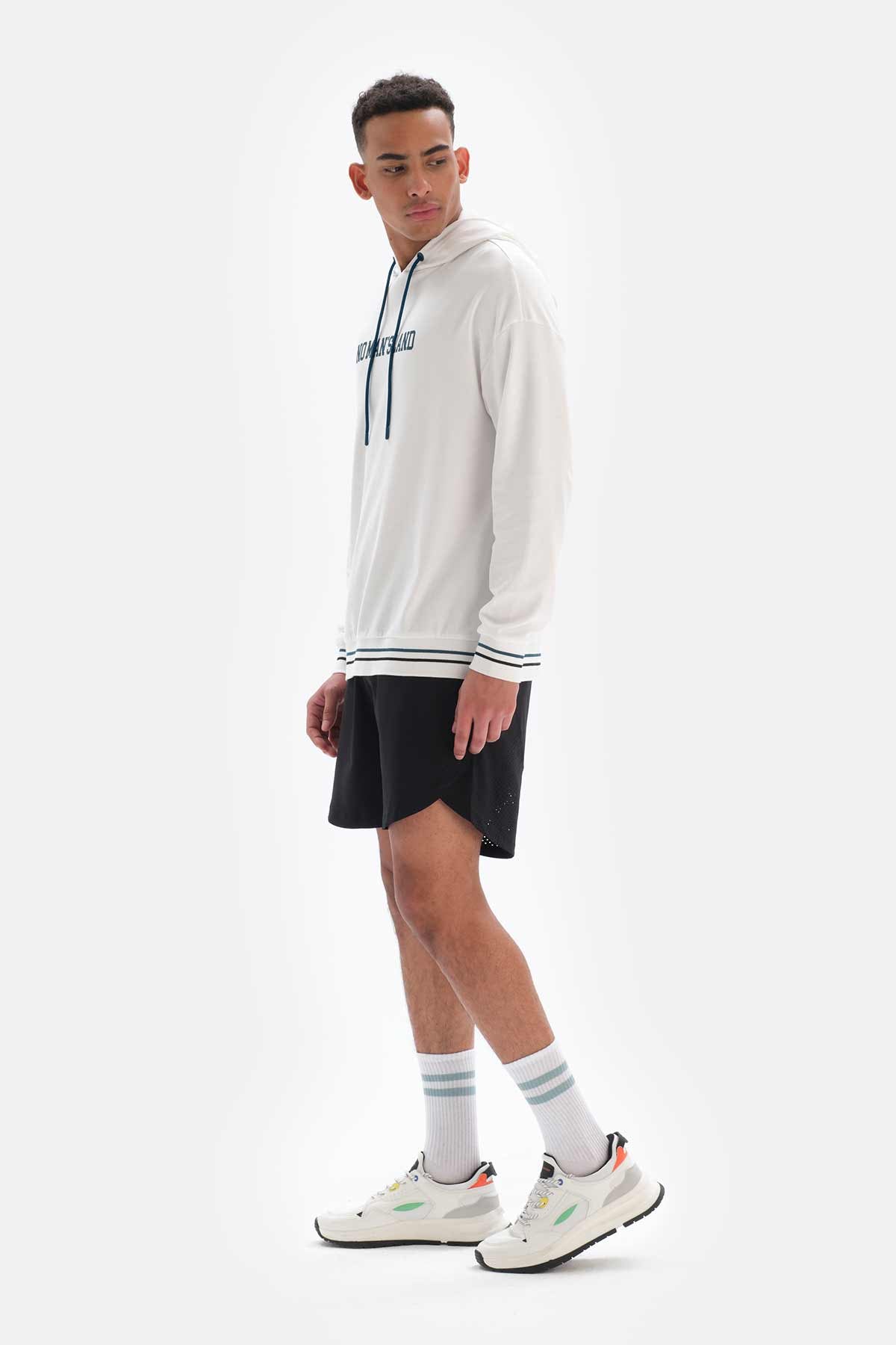 Beyaz Dagi Active Kapüşonlu Pamuklu Sweatshirt