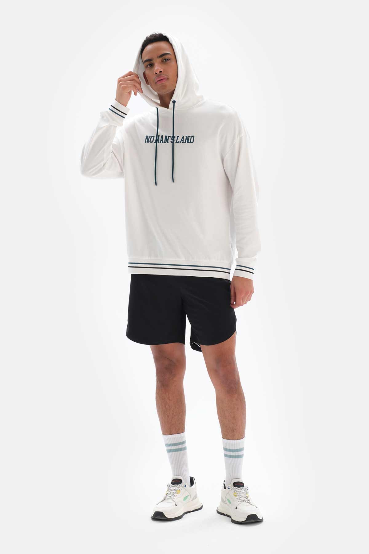 Beyaz Dagi Active Kapüşonlu Pamuklu Sweatshirt