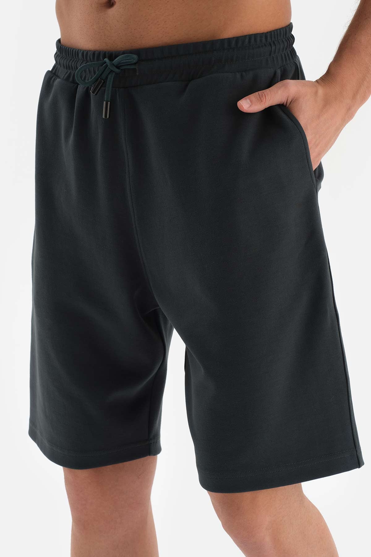 KHAKI FAKE CUPRO TWO THREAD SHORTS