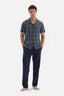 NAVY SHIRT COLLAR PRINTED TOP KNITTED PAJAMAS