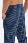 NAVY SHIRT COLLAR PRINTED PAJAMAS
