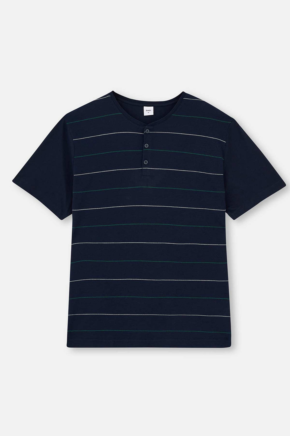 NAVY HALF-PLOT STRIPED JACQUARD KNITTED PAJAMAS