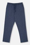 NAVY SHIRT COLLAR PRINTED PAJAMAS