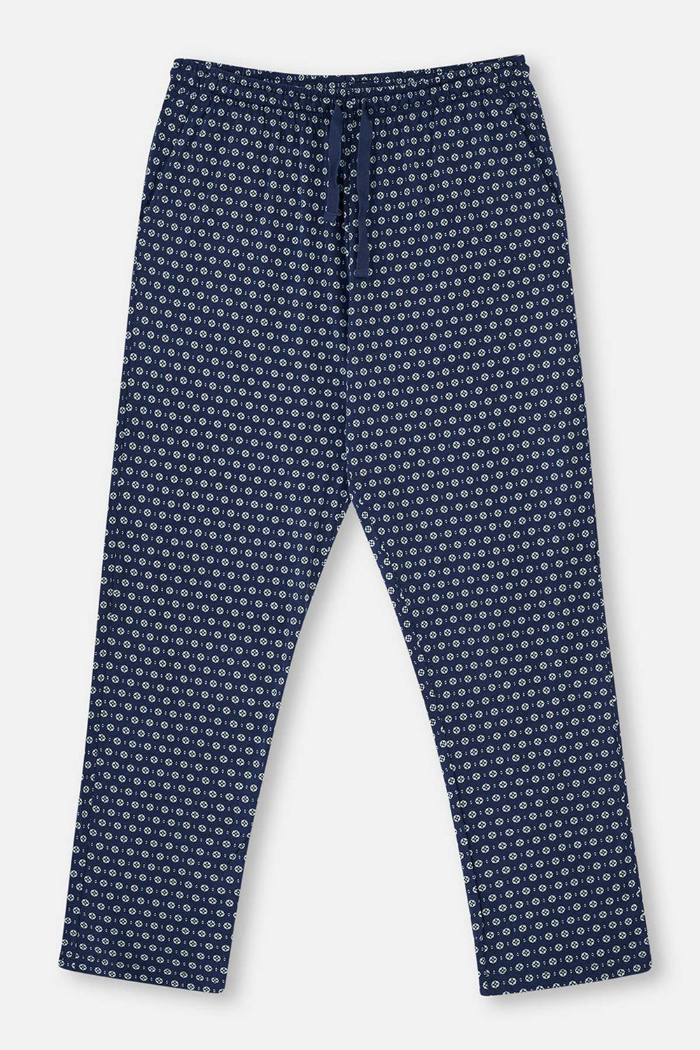 NAVY SHIRT COLLAR PRINTED PAJAMAS
