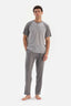GREY RAGLAN SLEEVE JACQUARD PAJAMAS SUIT