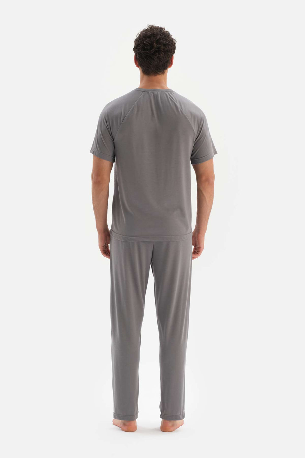 GREY RAGLAN SLEEVE JACQUARD PAJAMAS SUIT