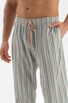 BEIGE HALF-PLOT STRIPED BOTTOM KNITTED PAJAMAS SUIT