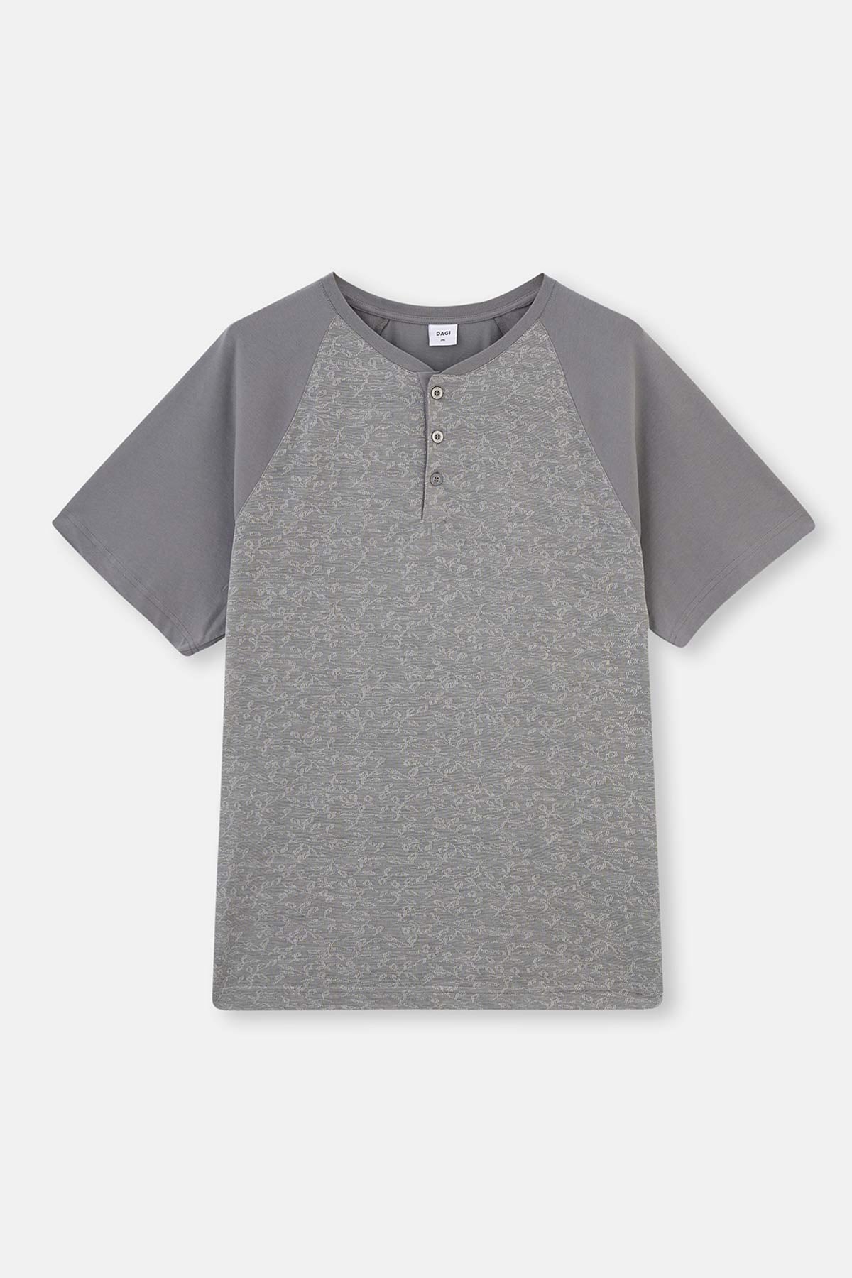 GREY RAGLAN SLEEVE JACQUARD PAJAMAS SUIT