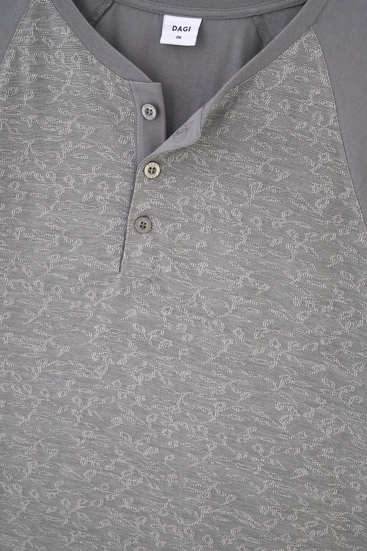 GREY RAGLAN SLEEVE JACQUARD PAJAMAS SUIT