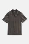 ANTHRACITE SHIRT COLLAR STRIPED KNITTED PAJAMAS SUIT