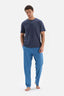 NAVY HALF-PLOT SHORT SLEEVE COTTON MODAL PAJAMAS SUIT