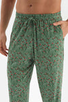 GREEN SHIRT COLLAR PRINTED COTTON MODAL PAJAMAS SUIT