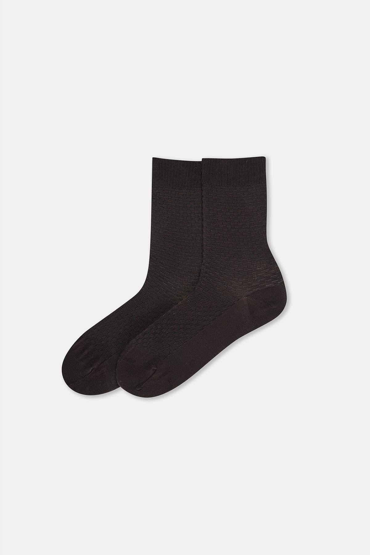 Kahverengi Erkek Çift Silindir Merserize Çorap