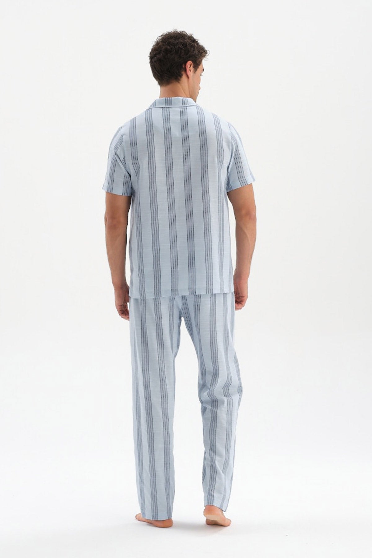 LIGHT BLUE WOVEN STRIPED SHIRT