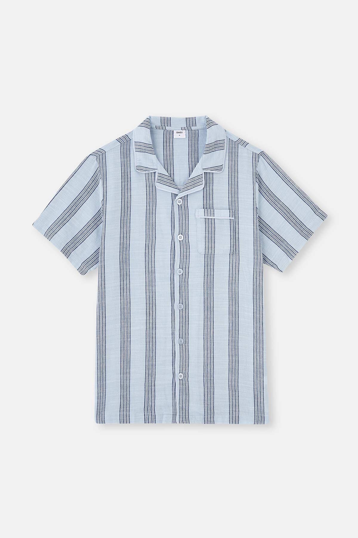 LIGHT BLUE WOVEN STRIPED SHIRT